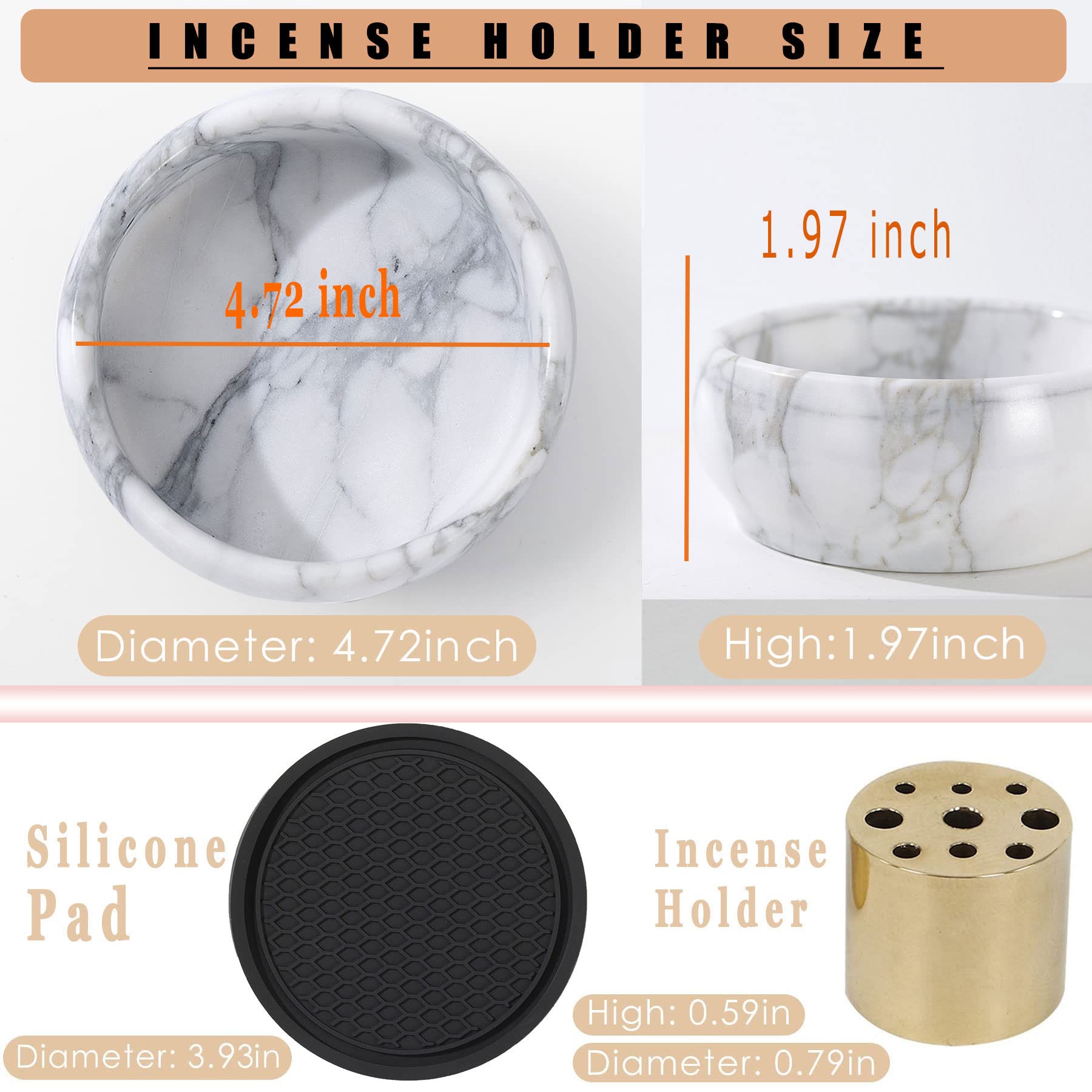 Marble Incense Holder, Incense Burner For Meditation, 9 Incense Holes Suitable For Most Incense Types, Easily Grab All Incense A