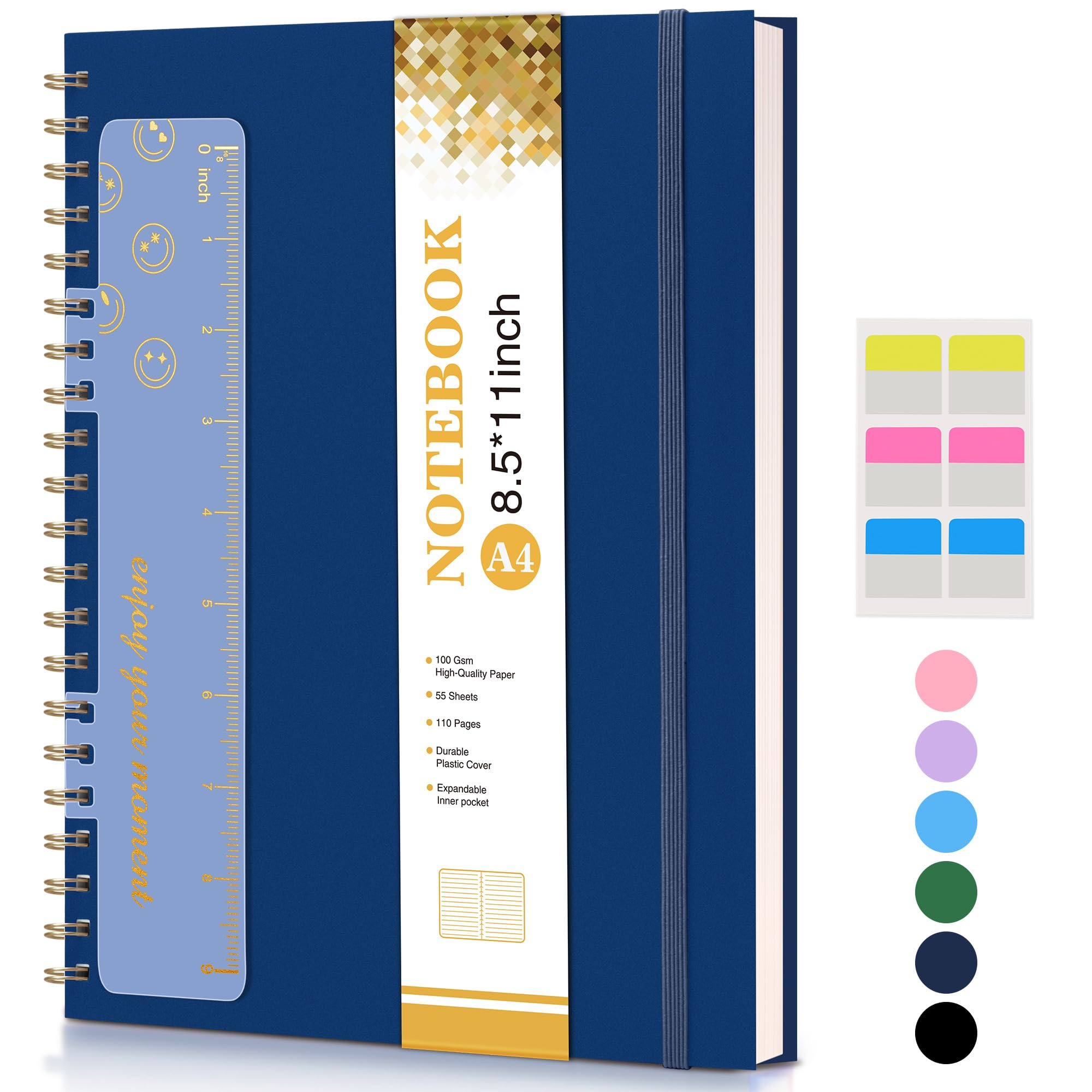 Spiral Notebook Journal 8.5    X 11   , A4 Large Notebooks For Women Men, College Ruled Lined Journal, 100 Gsm Paper, Plastic Ha