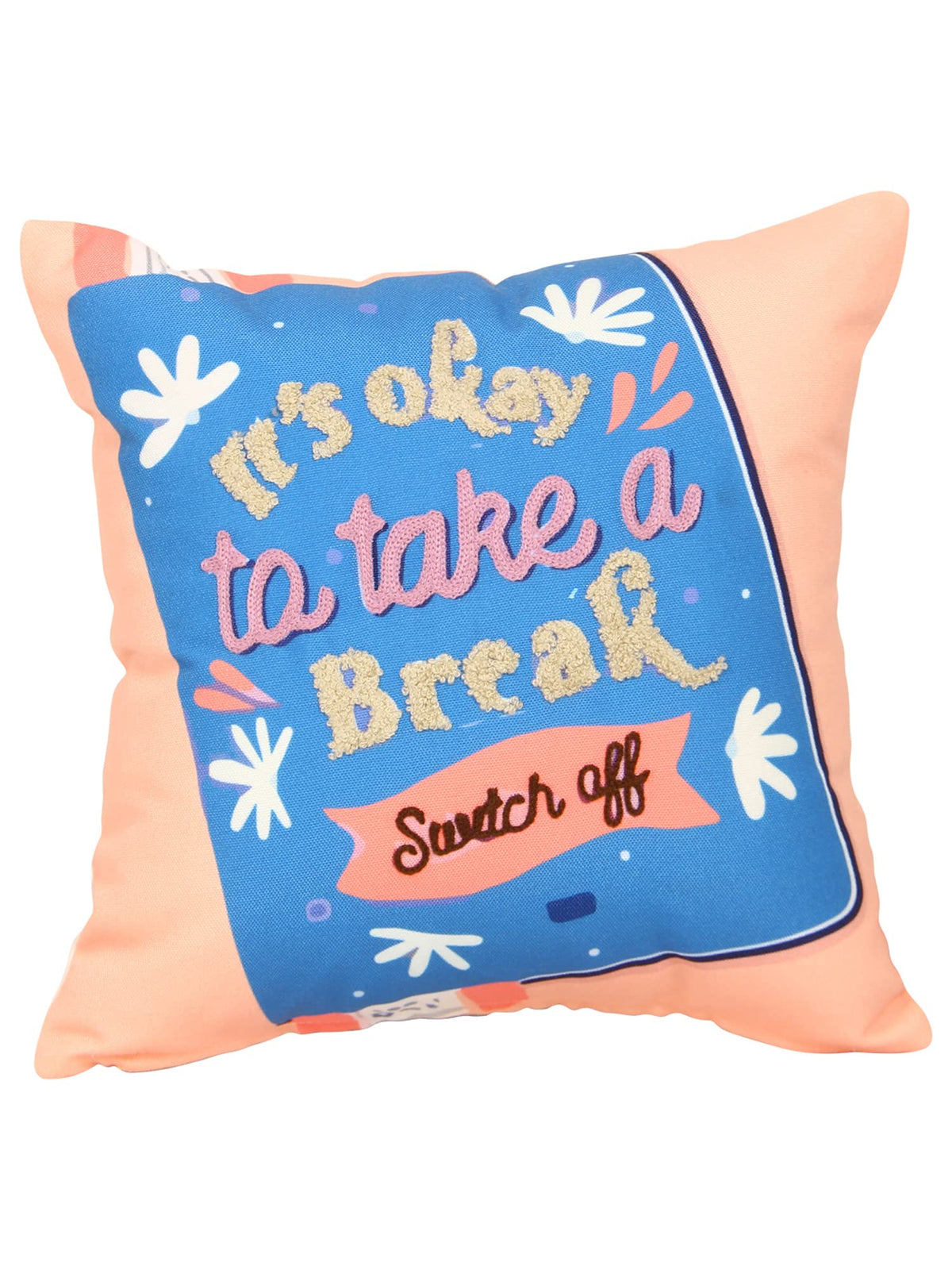 Home The Best Is For You Reversible 12X12 Cushion Cover Embroidered (12 X 12 Inch Or 30 X 30 Cm)  Pack Of 1 (Cc3085Ia)