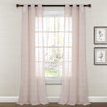Lush Decor Farmhouse Textured Grommet Sheer Window Curtain Panel Pair, 38'W X 84'L, Blush