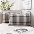 CARRIE HOME Brown Tartan Plaid Lumbar Pillow Cover 12x20 Set of 2 Farmhouse Buffalo Plaid Brown Striped Lumbar Throw Pillow Cove