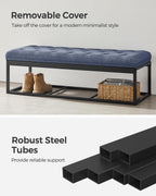 Songmics Storage Ottoman Bench, Foot Rest With Legs, 15.7 X 43.3 X 15.7 Inches, End Of Bed Bench, Storage Chest, Load Up To 660 Lb, For Living Room, Bedroom, Entryway, Light Denim Blue Ulsf088Q01
