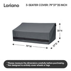 Loriano Patio Furniture Covers, 3-Seater 100% Waterproof For Loveseat Couch Outdoor Sofa, Heavy Duty 600D Oxford Fabric, Premium Pvc Coating For Sun Fade Resistance, 79' W X 37' D X 35' H