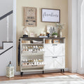 Barnyatoh Shoe Storage Cabinet,Farmhouse Shoe Organizer with 4 Flip Drawers & Barn Door Design,Freestanding Hidden Slim Narrow S