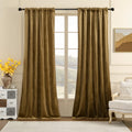 Nemia Gold Brown Camel Velvet Curtains For Bedroom Window, Rod Pocket Thermal Insulated Luxury Vintage Heavy Blackout Curtain Ve