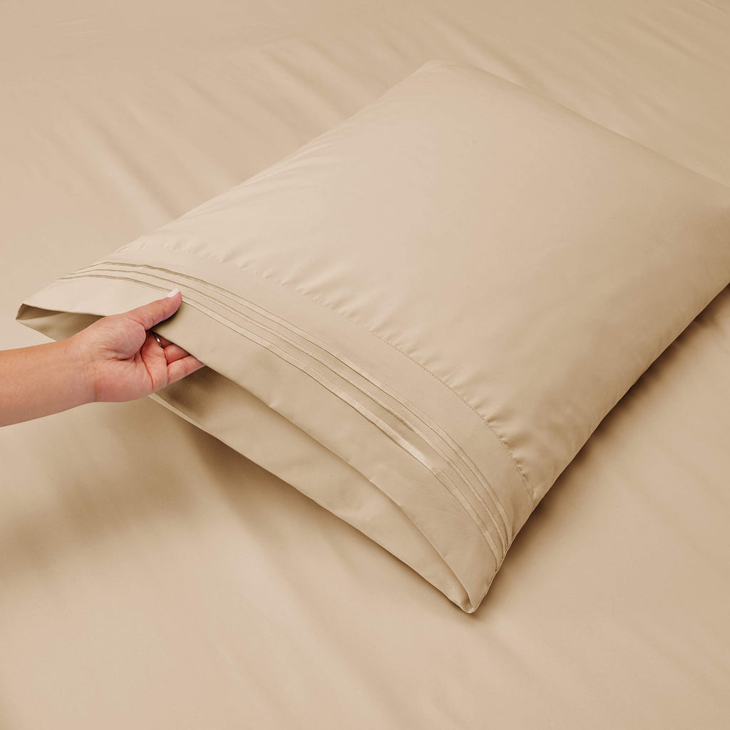 Clara Clark Full Sheets, 6 Piece Set - Hotel Luxury Sheets For Full Size Bed, Super Soft Bedding Sheets & Pillowcases, Full Size Sheets, Beige Cream