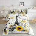 Feelyou Eiffel Tower Kids Comforter Set Cute Sunflower Bed Sheet Set For Boys Children Teens Bedroom Decor Paris Tower Bedding S