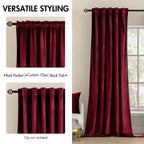 Miulee Velvet Curtains 90 Inches 2 Panels Luxury Blackout Curtains For Bedroom Living Room Thermal Insulated Super Soft Christmas Window Drapes Rod Pocket & Back Tab, Burgundy Red, W 52 X L 90 Inch