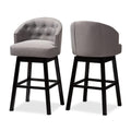 Baxton Studio Theron Traditional Fabric Bar Stool with Back, Gray and Espresso, 2-Pieces (152-2P-9115-HIT)