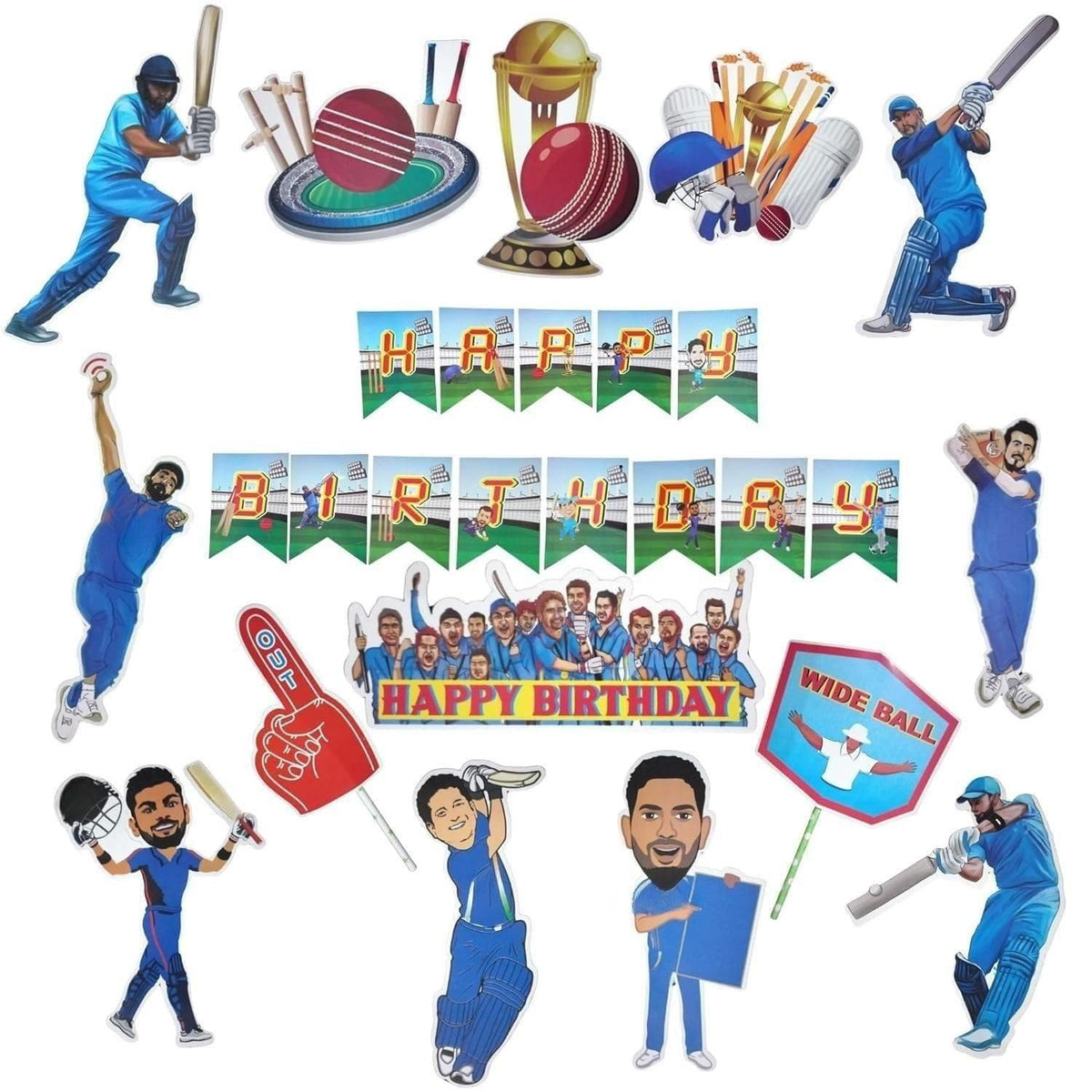 Fi  Flick In Cricket Birthday Decorations For Boys 77 Pcs Cricket Theme Happy Birthday Decoration(Pack Of 77 , Multicolor)