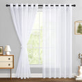 Hiasan White Sheer Curtains For Bedroom With Tiebacks, Grommet Light Filtering Extra Wide Voile Texture Window Curtains For Living Room, Kids' Room And Nursery, W70 X L84, 2 Soft Drape Panels