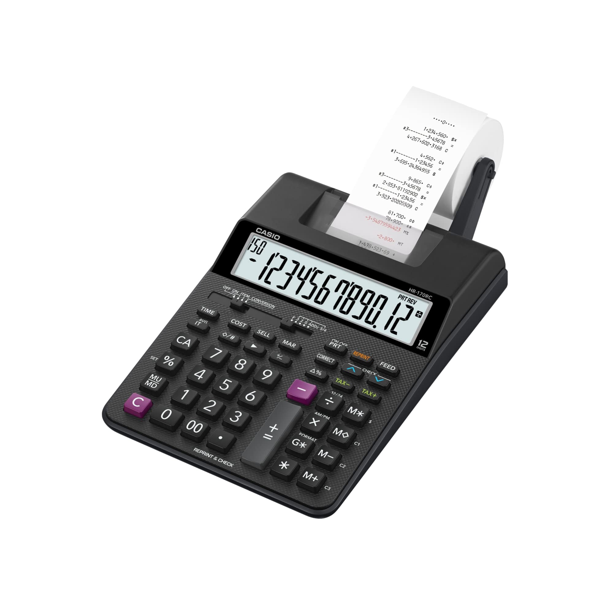 Casio Hr-170Rc Printing Calculator, Black, 2.6' X 6.5' X 11.6'