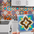 Easy Apply Just Peel and Stick Bohemian Moroccan Tile Decals 6X6/PC, 12PC/Pack (Bohemian Red)