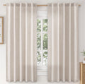 MIULEE Faux Linen Curtains 45 Inch Length 2 Panels Natural Beige Semi Sheer Curtain with Back Tab Rod Pocket, Light Filtering Wi
