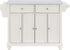 Crosley Furniture Cambridge Stone Top Rolling Kitchen Island Storage Cart, Microwave Stand, Spice Rack, White