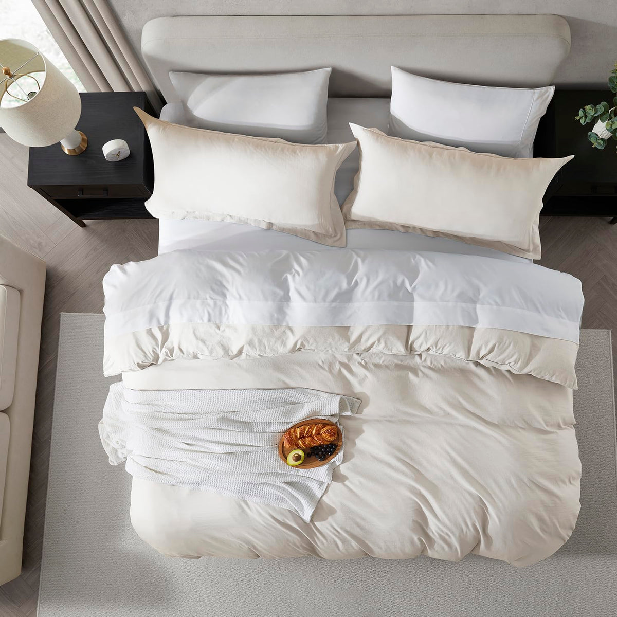 Nestl Off White Duvet Cover Full Size - Soft Prewashed Full Size Duvet Cover Set, 3 Piece, With Zipper Closure, 1 Duvet Cover 80X90 Inches And 2 Pillow Shams