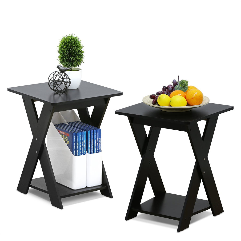 Furinno Modern Simplistic End Table Set, 2-Pack, Espresso