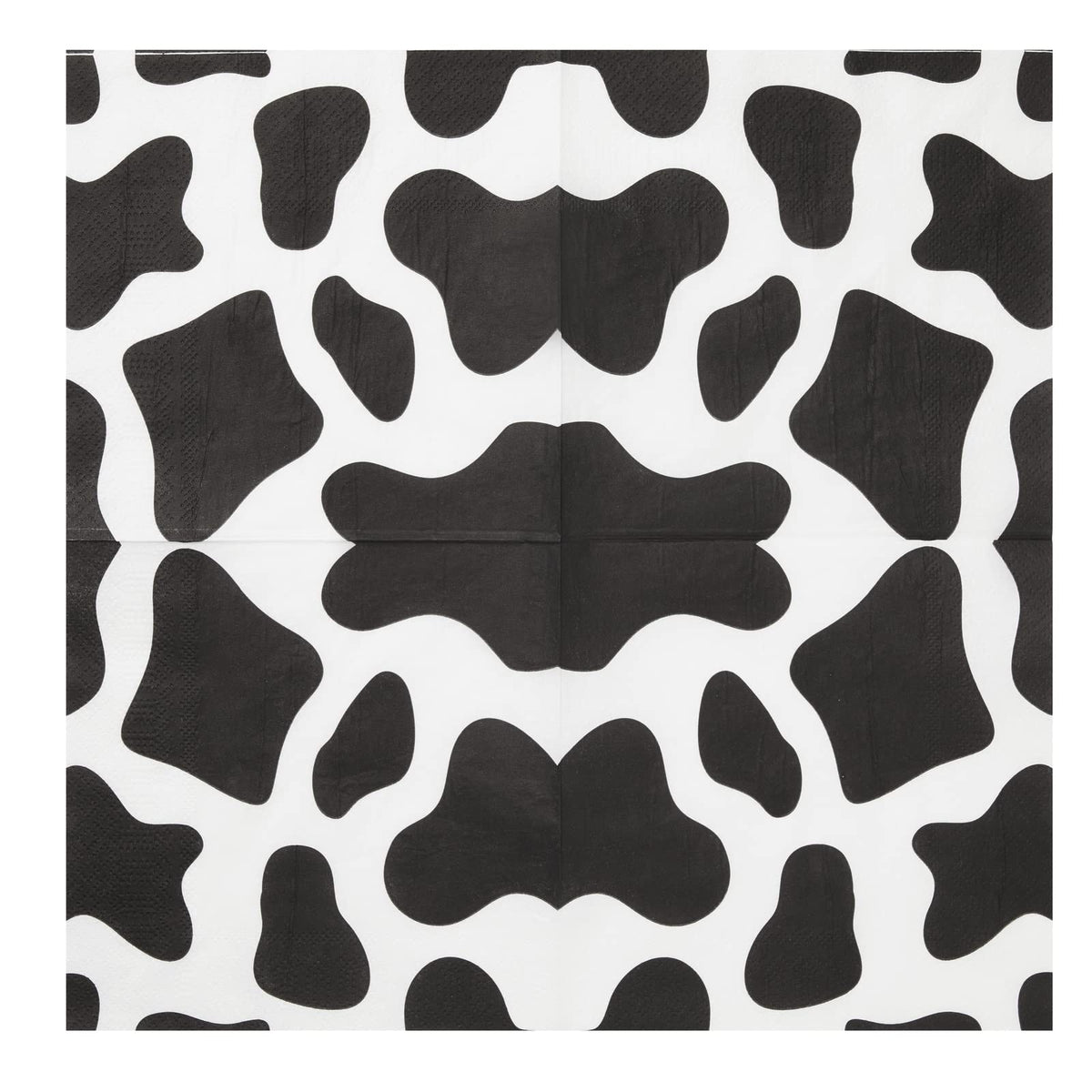 Blue Panda - 100 Pack Cow Print Napkins For Farm Animal Birthday Party Supplies (2-Ply, 6.5 X 6.5 In)