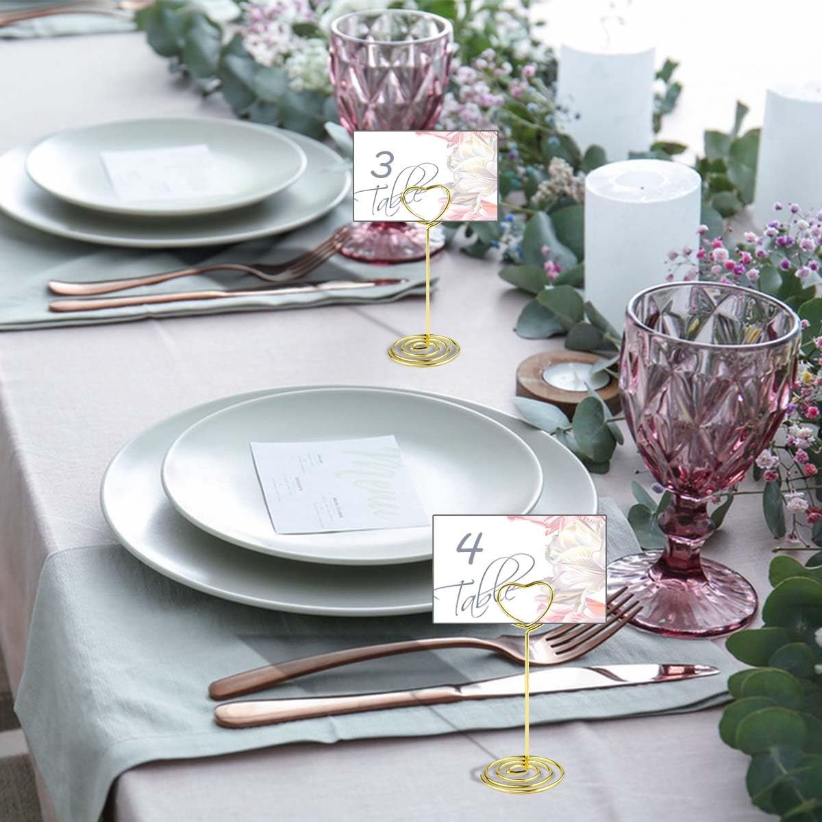 10 Pcs Table Number Holders Heart Shaped Table Number Stand Place Card Holder Mini Wire Table Card Holder Picture Photo Holders