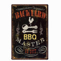 UOOPAI Backyard BBQ Master Metal Tin Sign, Vintage Plate Plaque