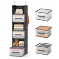 BIEBOS 6Shelf Hanging Closet Organizer with 3 Drawers & Side Pockets, Gray