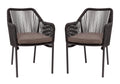 Flash Furniture Kallie Set of 2 Indoor/Outdoor Stacking Club Chairs with Arms - UV Resistant Woven Black Seat & Back - Gray Zippered Cushions - Black Aluminum Frame