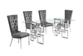 Best Quality Furniture D221-4Sc330 Dining, 5-Piece Set, Dark Gray/Silver