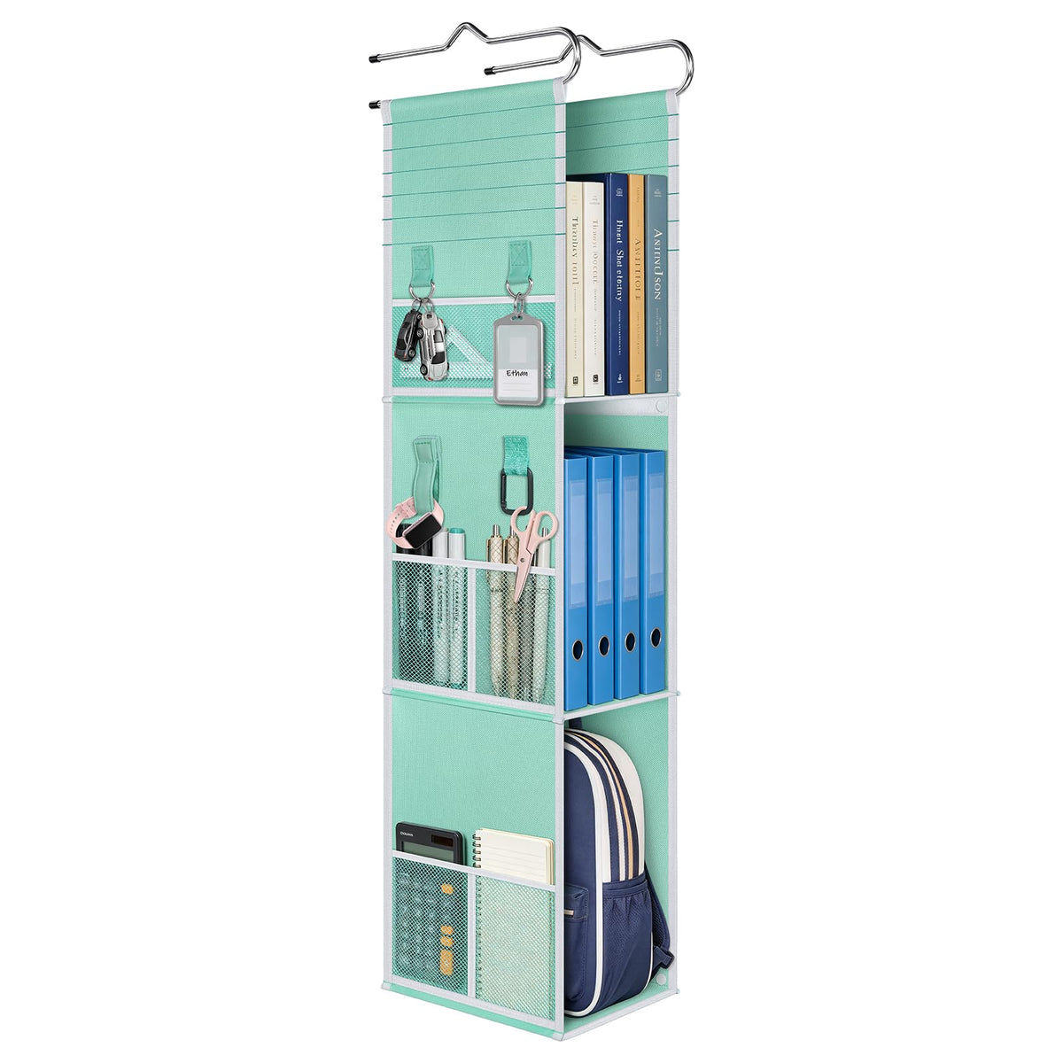 Syeeiex Hanging Locker Organizer, Locker Shelf, Black and Red, 3 Tier