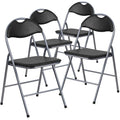 4 Pk. HERCULES Series Black Vinyl Metal Folding Chair with Carrying Handle