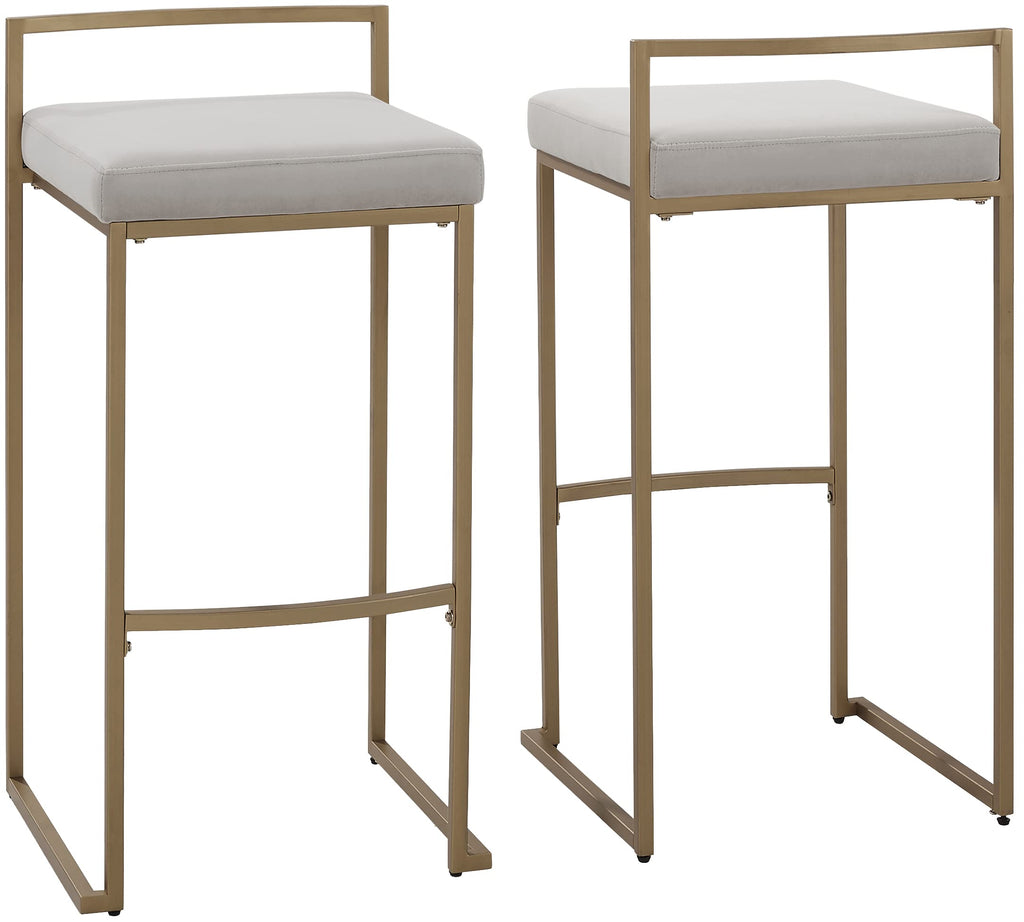 Crosley Furniture Harlowe Upholstered Seat Bar Stools Set of 2, Gray and Gold