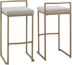 Crosley Furniture Harlowe Upholstered Seat Bar Stools Set of 2, Gray and Gold