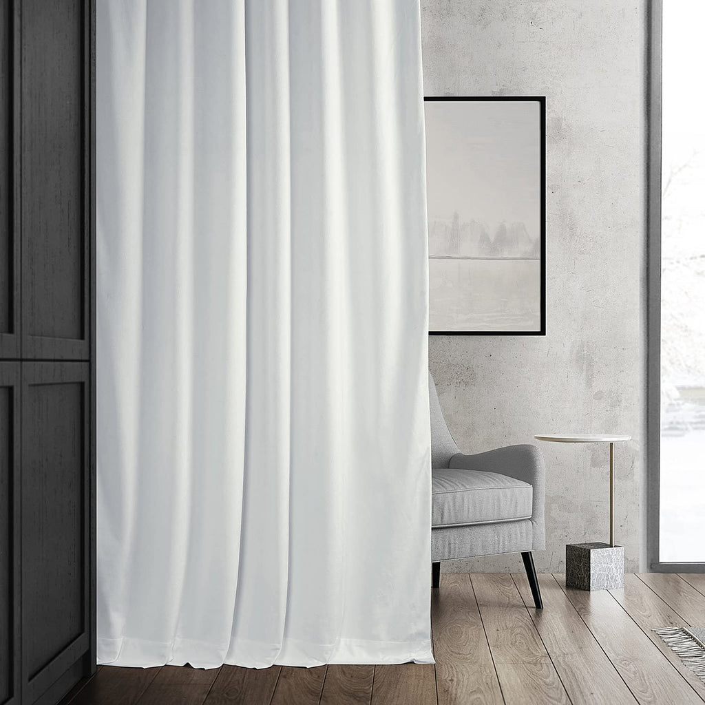 Hpd Half Price Drapes Signature Velvet Thermal Blackout Curtains For Living Room 108 Inch Long (1 Panel) Rod Pocket Insulated Blackout Curtains For Bedroom Window Curtains, 50W X 108L, Primary White