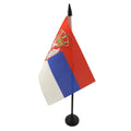 Serbia Table Flag 4' X 6' - Serbian Desk Flag 15 X 10 Cm - Black Plastic Stick And Base - Az Flag