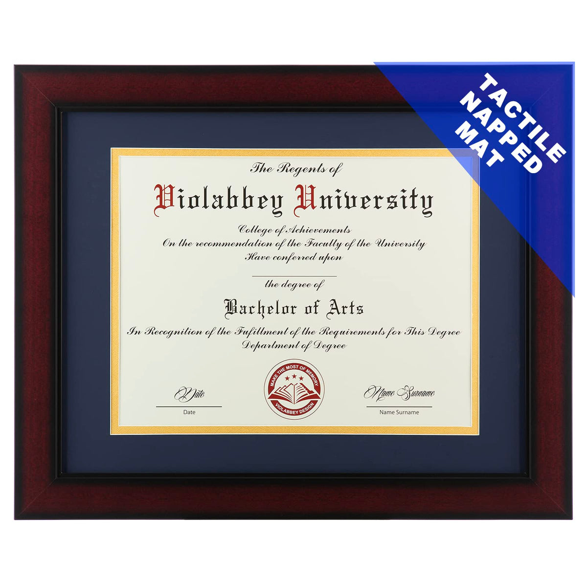 VIOLABBEY 11x14 Diploma Frame with Double Mat for 8.5x11 Documents&Certificates, Smooth Cherry Wood Grain Finish, Wall Mounting&