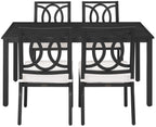 Crosley Furniture Chambers 5-Piece Outdoor Dining Set for 4, Patio Table and Chairs for Backyard, Deck, Matte Black with Creme Cushions