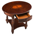 MODERION Solid Wood End Table with Drawer, Oval Sofa Side Table, Storage Shelf, Living Room Corner Table, Nightstand, 24   H Che