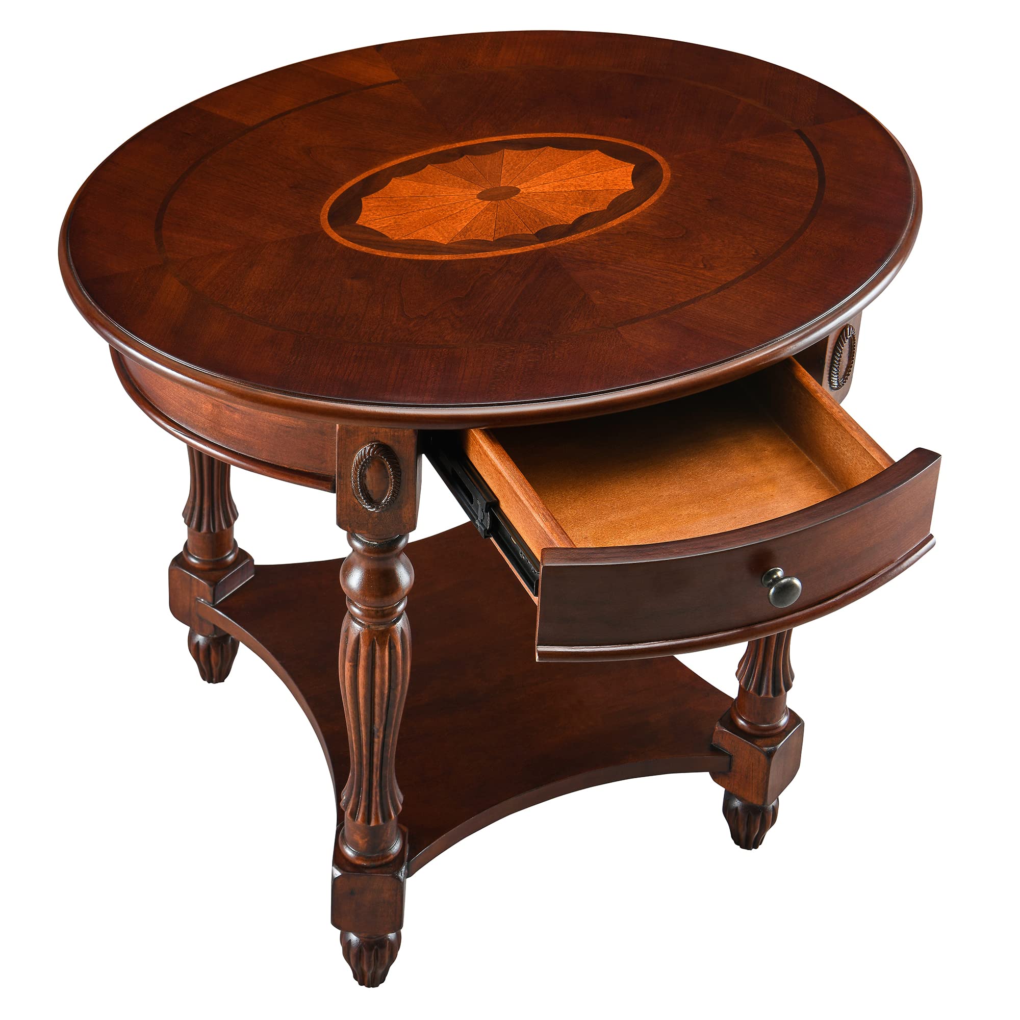 MODERION Solid Wood End Table with Drawer, Oval Sofa Side Table, Storage Shelf, Living Room Corner Table, Nightstand, 24   H Che