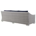 Modway Conway Outdoor Patio Wicker Rattan, Sofa, Light Gray Navy