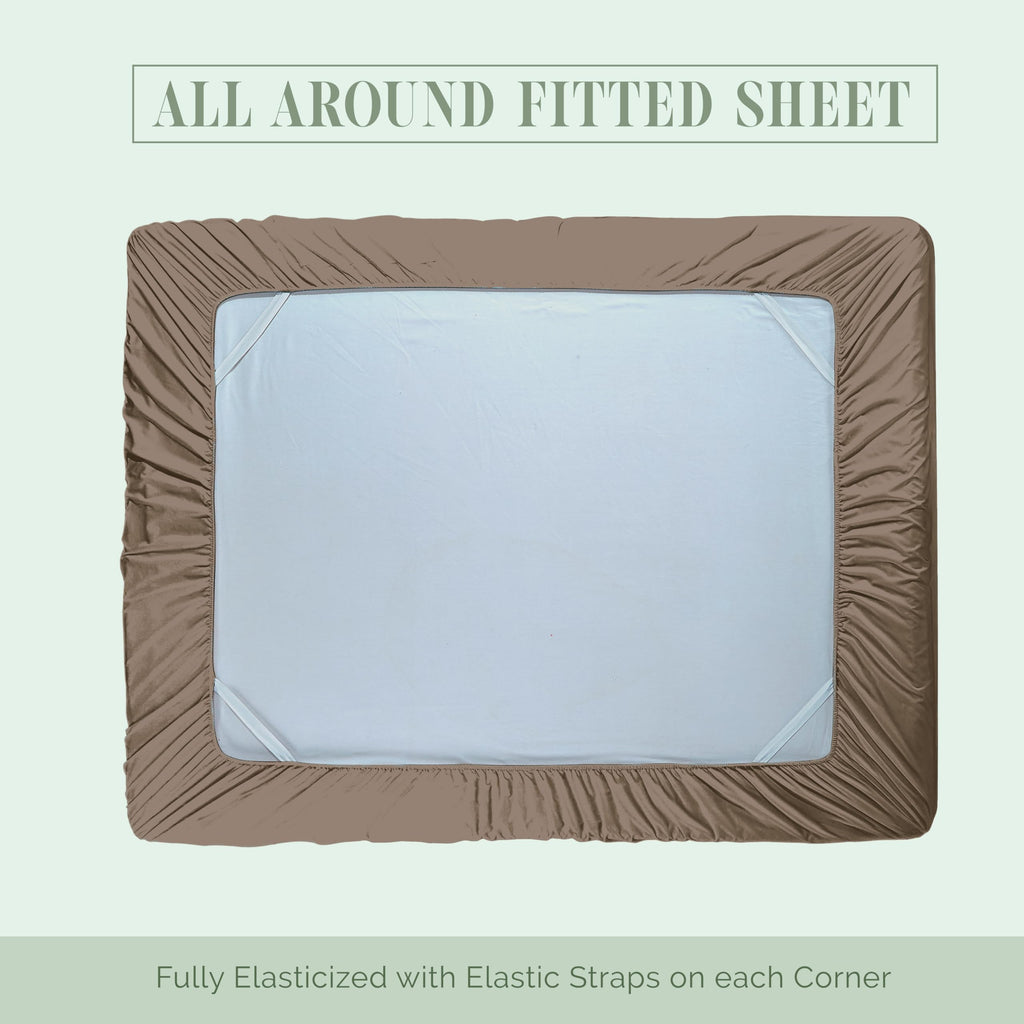 Elegant Comfort 1500 Premium Hotel Quality 18-24 Inches Deep - Extra Deep Pocket Single Fitted Sheet For High Mattress, Luxury And Softest, Smart Pocket - Wrinkle Free, Full, Taupe