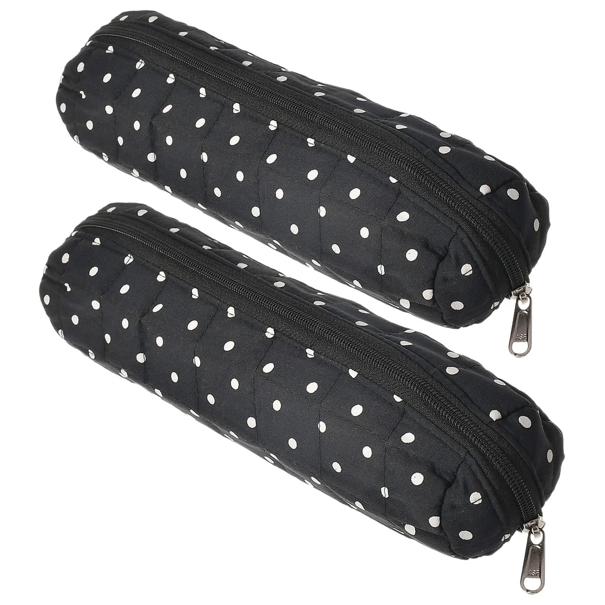 Kuber Industries Dot Printed Single Rod Cotton Bangle Organizer/Case/Holder/Pouch Pack Of 2 (Black)50Km0762