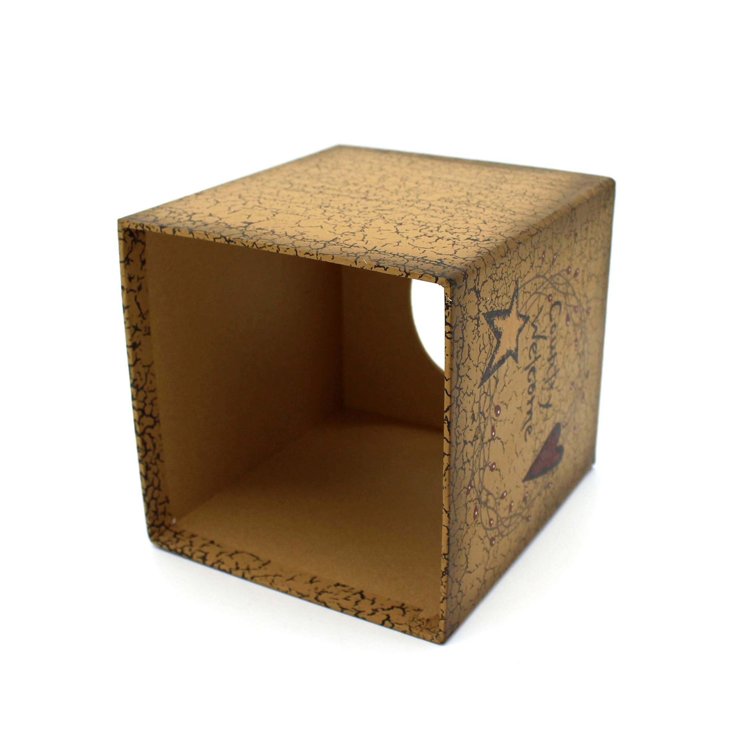 Cvhomedeco. Primitives Square Tissue Box Cover Rustic Country Welcome Cardboard Tissue Box Holder For Home/Bath Decor, 5-1/4 X 5