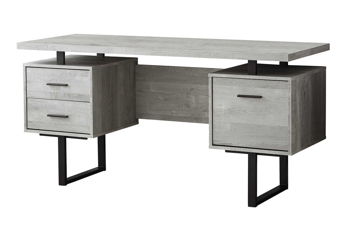Monarch Specialties Computer Desk With Drawers  Contemporary Style  Home & Office Computer Desk With Metal Legs  60 Inch L (Grey R