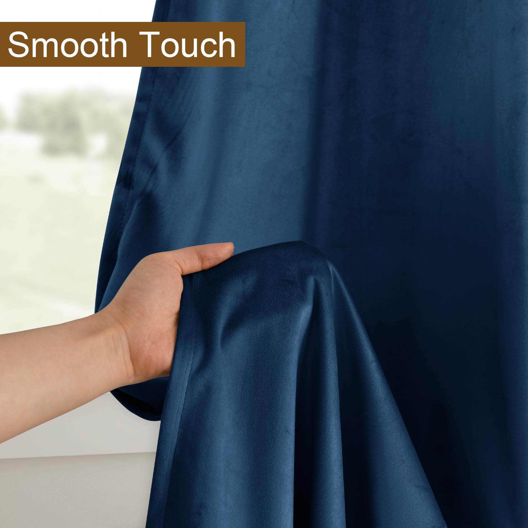 Dwcn Velvet Curtains Extra Wide - Elegant Navy Blue Bundleable Heavy Duty Thermal Insulated Noise Absorb Grommet Window Panels F