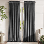 Lazzzy Velvet Grey Blackout Curtains 96 Inches Long Thermal Insulated Drapes For Bedroom Living Room Darkening Window Treatments Rod Pocket 2 Panels, W62 X L96