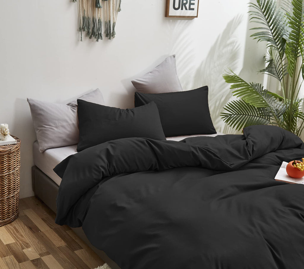 Karever Black Comforter Full Plain Black Bedding Pure Black Full Size Comforter Soft Durable Solid Black Comforter Set Women Men