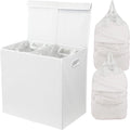Simple Houseware Double Laundry Hamper with Lid and Removable Bags, White