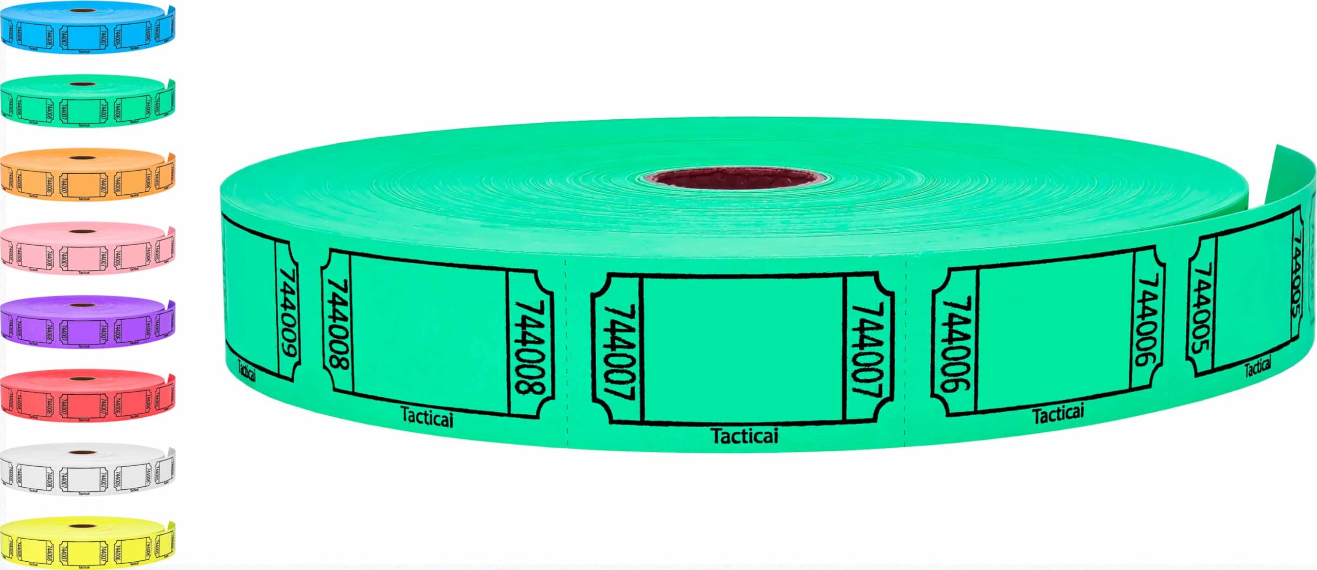 Tacticai 2000 Raffle Tickets, Blank, Green (8 Color Selection), Single Roll, Ticket For Events, Entry, Class Reward, Fundraiser
