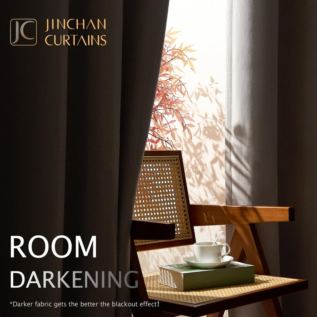 Jinchan Linen Textured 75% Blackout Curtain 96 Inch Length For Living Room Extra Wide For Room Divider Curtain Taupe Bedroom Curtain Thermal Insulated Grommet Top 1 Panel Window Curtain Drape