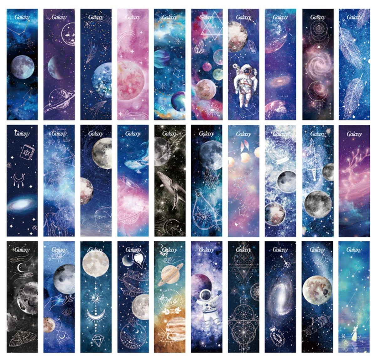 Space Planets Moon Theme Colorful Paper Bookmarks, 30Pcs