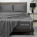 Hyprest Extra Deep Pocket Twin Sheet Sets Fits 18''-24'' In Deep Mattress -100% Cotton Sheets,Grey Hotel Luxury Soft Wrinkle Fre